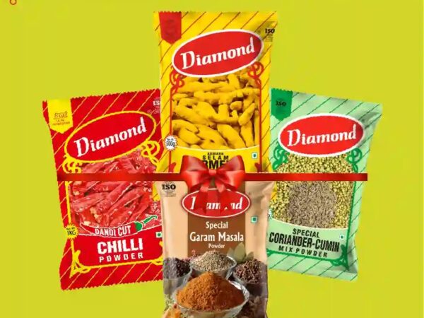 Diamond Spice Combo Pack – 1kg Dandicut Chilli Powder, 500g Salem Turmeric Powder, 1kg Roasted Coriander Cumin Powder & 500g Garam Masala Powder